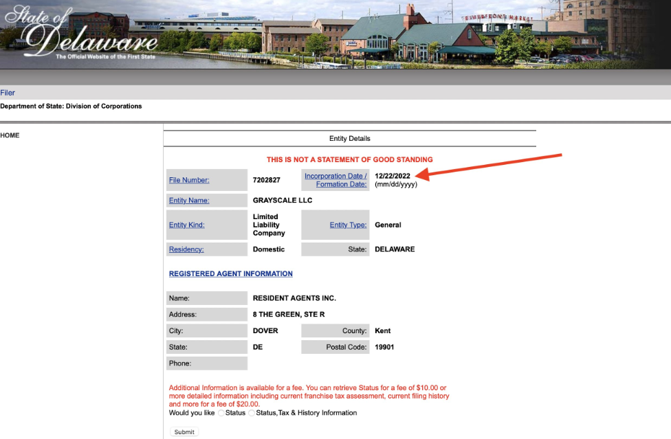 名为“GRAYSCALE LLC”的新实体在特拉华州注册,尚不清楚是否与灰度有关-链答网