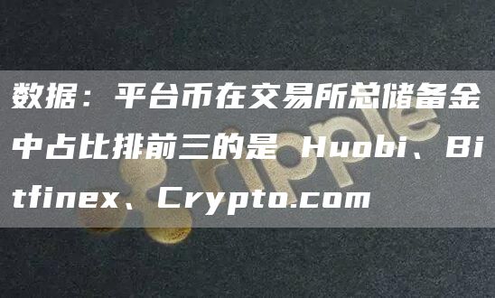 数据：平台币在交易所总储备金中占比排前三的是 Huobi、Bitfinex、Crypto.com-链答网