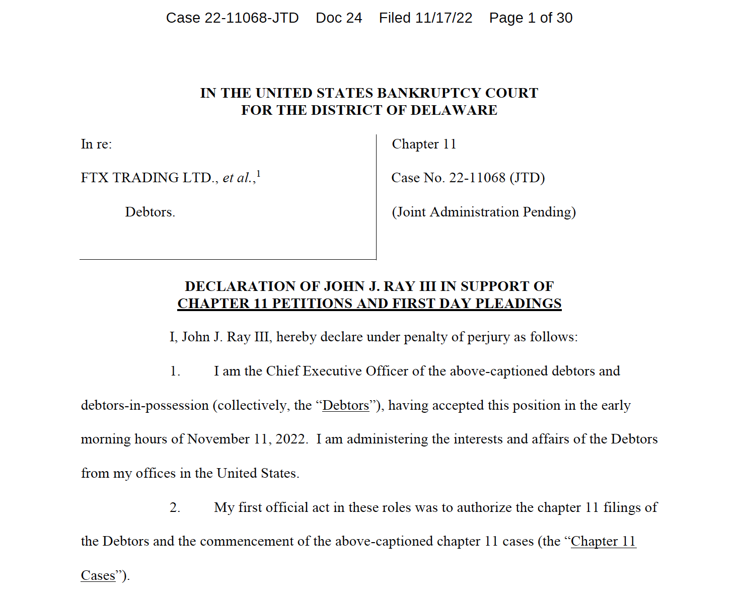 FTX新任CEO向破产法院披露:公司内部管理失控并滥用资金-链答网